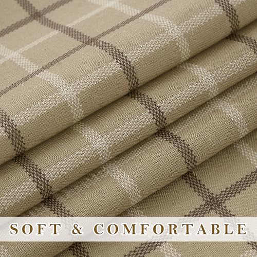 Farmhouse Linen Plaid Curtains Light Filtering 96 inches Long (52"W x 96"L (Pack of 2) / Plaid | Linen)