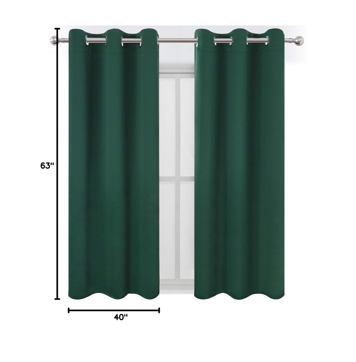 Green Blackout Curtains 40 x 63 Inch Length (Green / 40"W x 63"L (Pack of 2))