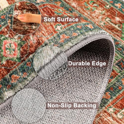 Area Rug 5x7 Non (5' x 7' / Rust/Dull Teal)
