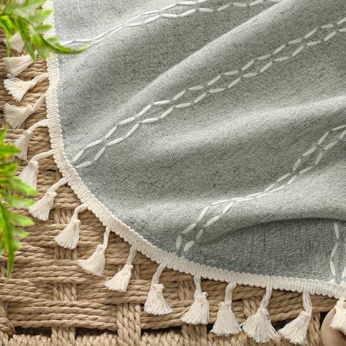 Sage Green Boho Blackout Curtains 84 Inch 2 Panels with Tassels (Sage Green / 52"W x 84"L (Pack of 2))