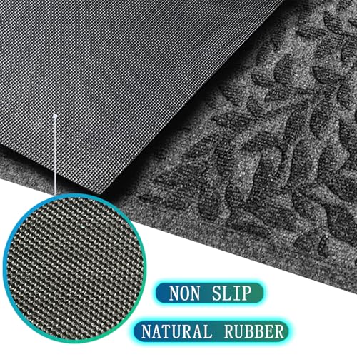 Sturdy Front Entrance Doormats (1'5" x 2'6" (Rectangular) / Leaves Grey)