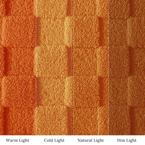 3D Checkered Fleece Twin Blanket for Bed (Burnt Orange / Twin (60"x80"))
