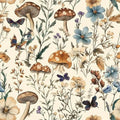 Mushroom Wallpaper Peel and Stick Vintage Floral 16.9" x 590.5" (Beige / 16.9" x 590.5")