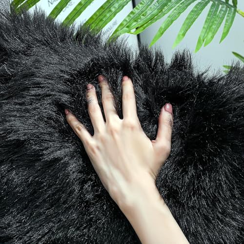 Faux Fur Rug Sheepskin Shag Fluffy Fuzzy Beige 5x7 ft Rugs for Bedroom Bedside Bed Floor Living Room Plush Rectangle High (5' x 7' (Rectangular) / Beige)