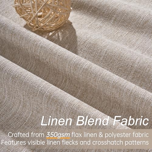 Linen Blackout Curtains 63 Inch Long for Livingroom Bedroom 2 Panels Set Room Darkening Curtains 63 Inches Length Drapes for 64" Window Energy Saving Noise Reducing Nursery (Linen / 52"W x 63"L (Pack of 2))