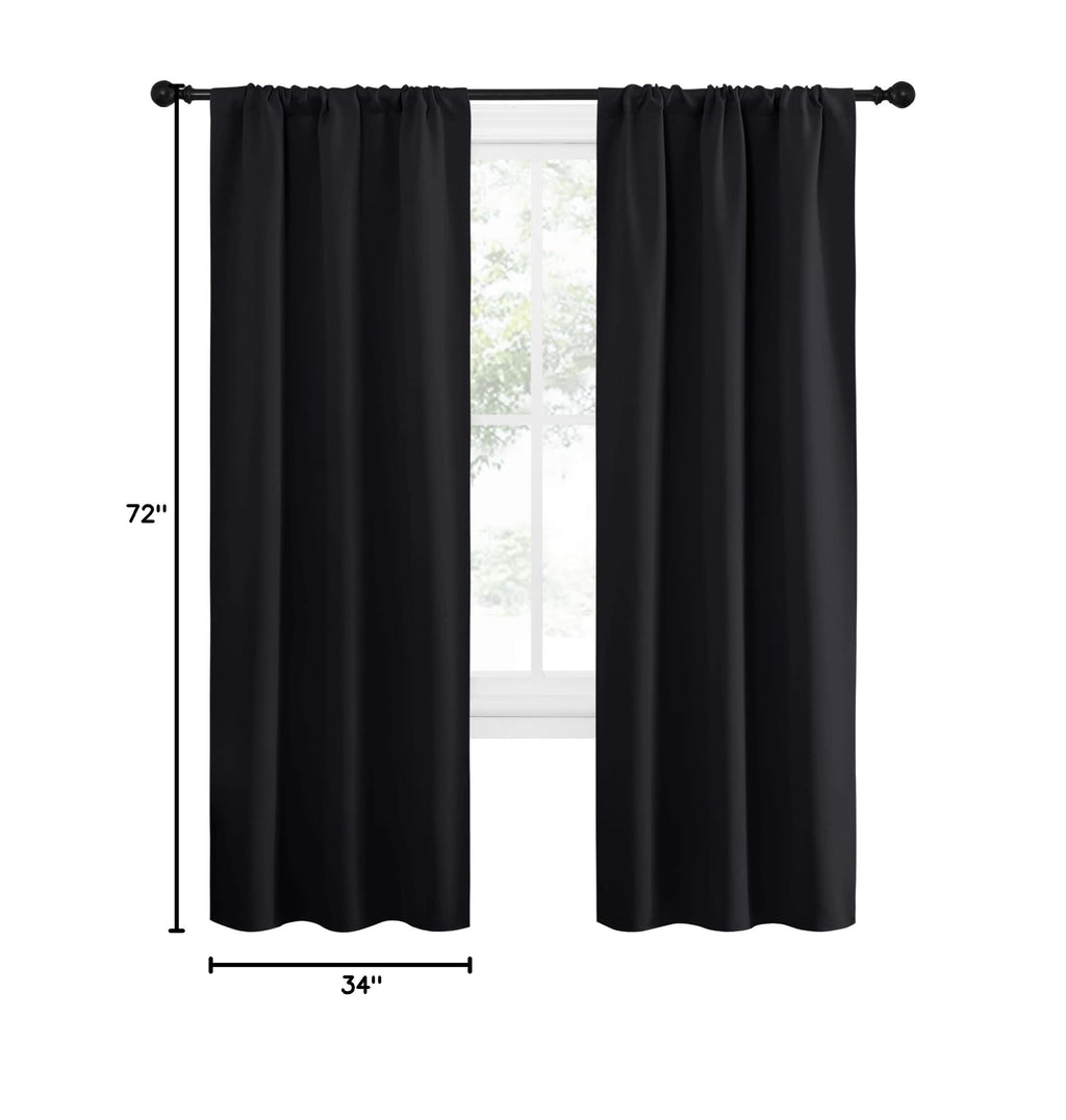 Halloween Black Out Curtain Panels for Kitchen (Black / 34"W x 72"L (Pack of 2))