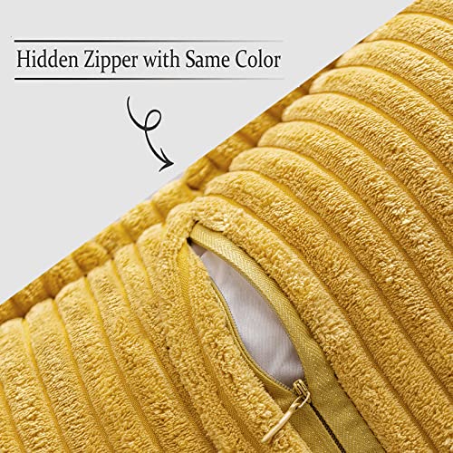 Decorative Lumbar Throw Pillow Covers 12x20 Inch Mustard Yellow (Mustard Yellow / 20" x 12" (Pack of 2))