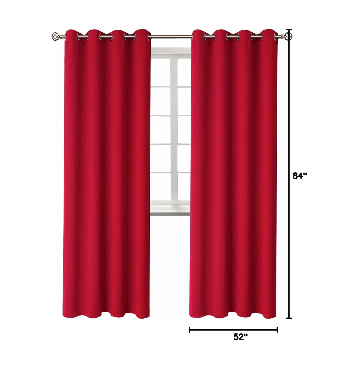 Christmas Room Darkening Curtains 84 Inches Long (Red / 52"W x 84"L (Pack of 2))
