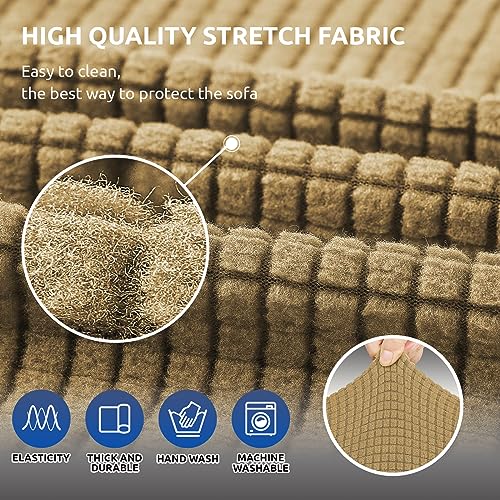 Stretch Loveseat Couch Cover (Tan / Medium)