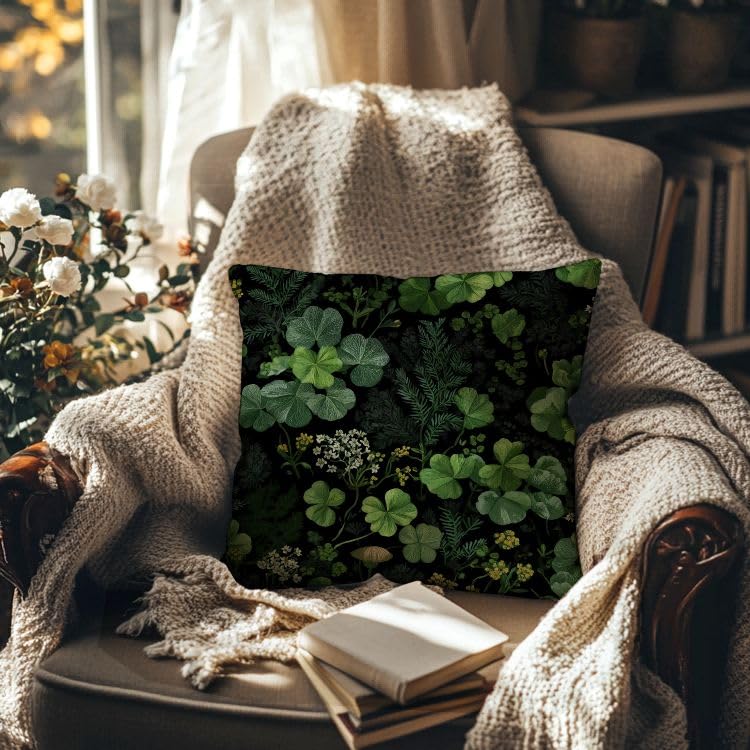 Dark Green Shamrock Pillow Cover 18x18 Double (Dark Green13)