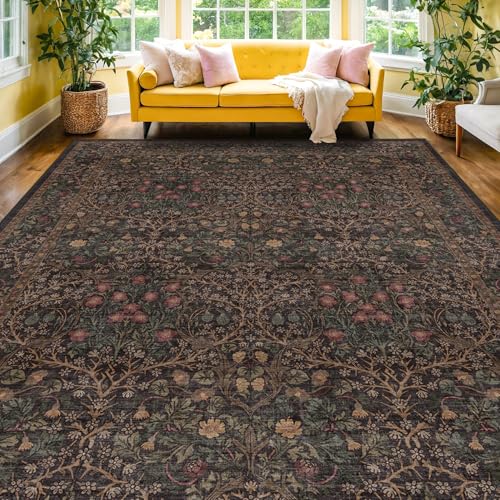 Washable Area Rugs 9x12 Living Room (Dark Brown / 9' x 12' (Rectangular))