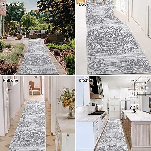 HEBE Hallway Runner Rug 2'x10' (Grey / 2' x 10' (Rectangular))