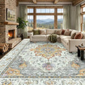 Washable Area Rug (Beige/Carbon Grey/Orange / 10' x 14' (Rectangular))