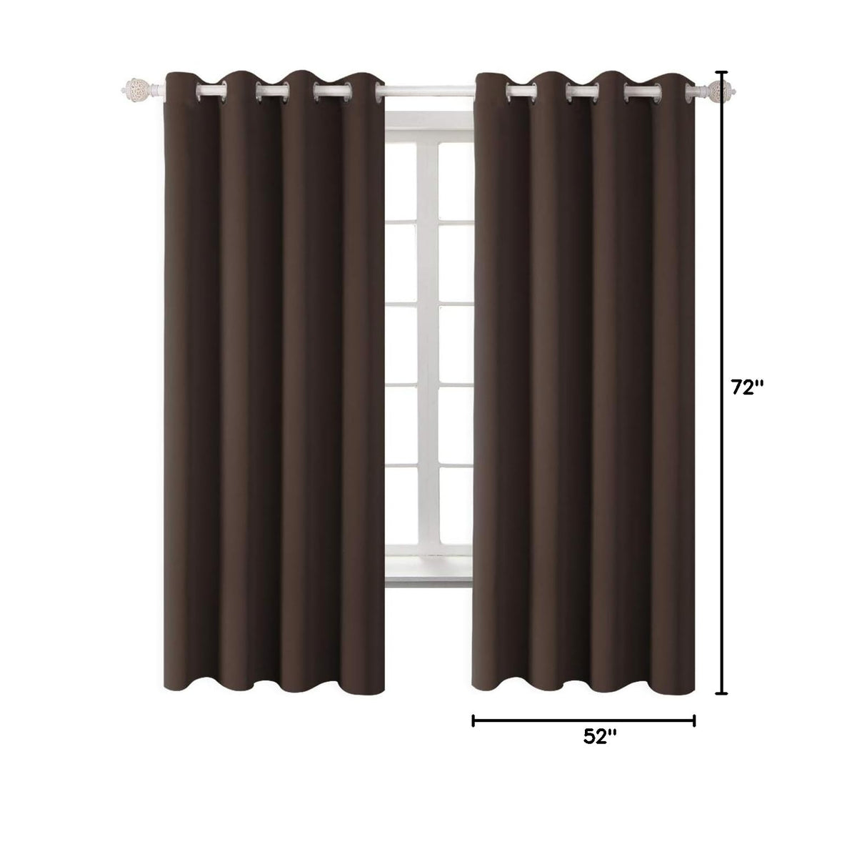 Blackout Curtains for Bedroom (Brown / 52"W x 72"L (Pack of 2))