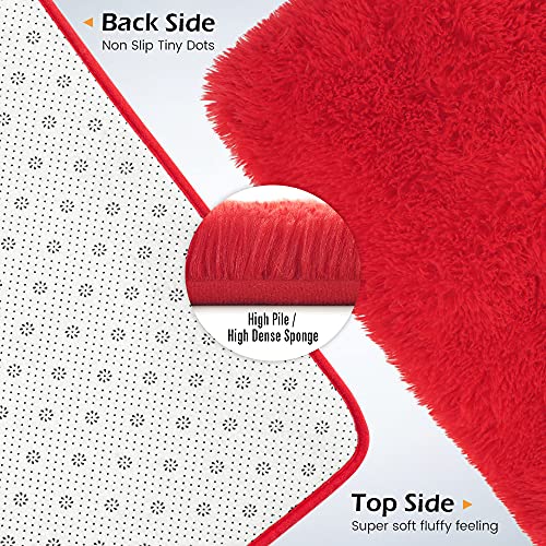 Premium Soft Fluffy Area Rug Modern Shag Carpet (3' x 5' (Rectangular) / Red)