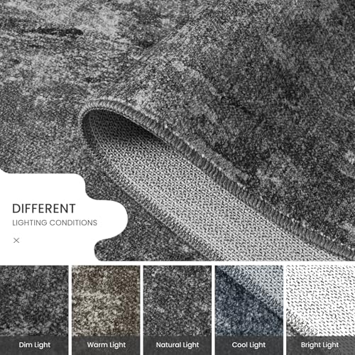 Entrance Rugs Indoor 2x3 Black Entry Rug Washable Abstract Black Small Area Rug Non (Black / 2' x 3' (Rectangular))