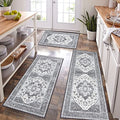 HEBE Boho Kitchen Rugs Set of 3 (Grey / 20"x32"+20"x48"+20"x59")