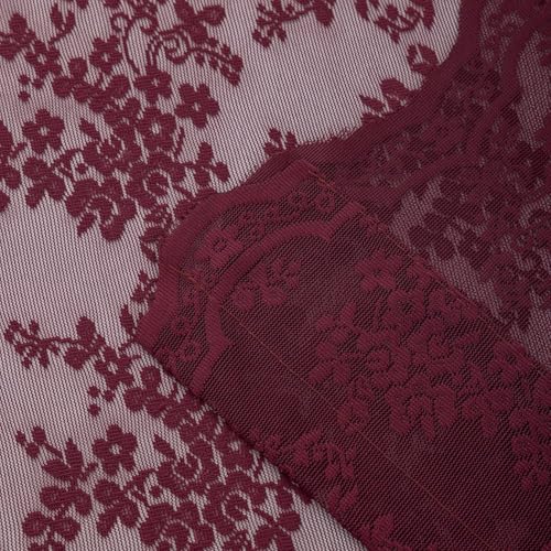 Vintage Lace Curtains 45 Inch Length (Burgundy / 52"W x 45"L (Pack of 2))