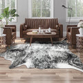 Western Faux Cowhide Rug (6'3" x 5'2" (6.2"×5.2 ft) / Black / Grey)