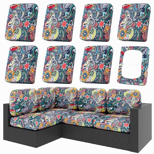 8Pcs Patio Cushion Covers (Paisley / 8PCS)