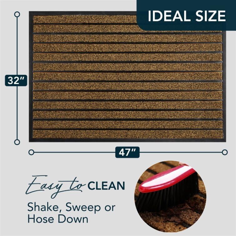 Extra Durable Door Mat Outside Entrance (47" x 32" (Rectangular) / Bright Brown)
