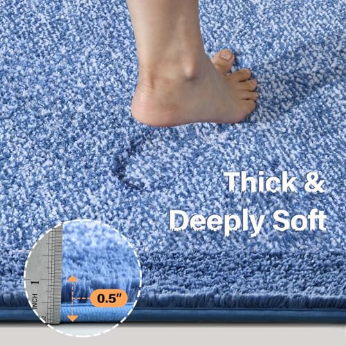 48x24 Long Bathroom Rugs Non Slip Washable (Blue / 2' x 4' (Rectangular))