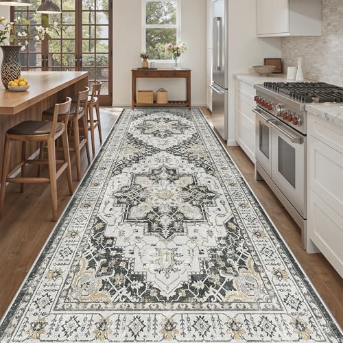 4x10 Wide Hallway Runner Rug Washable for Living Room (Black / 4' x 10' (Runner))