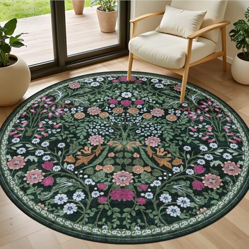 Round Area Rug Living Room (Dark Green / 4' (Round))