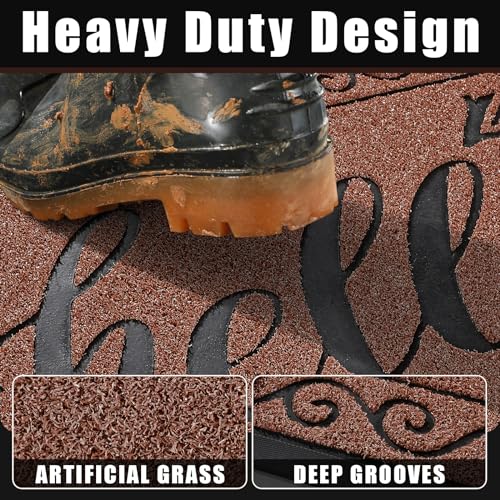 Welcome Mats for Front Door 29.5x17 (Maroon / 29.5x17 Inch)