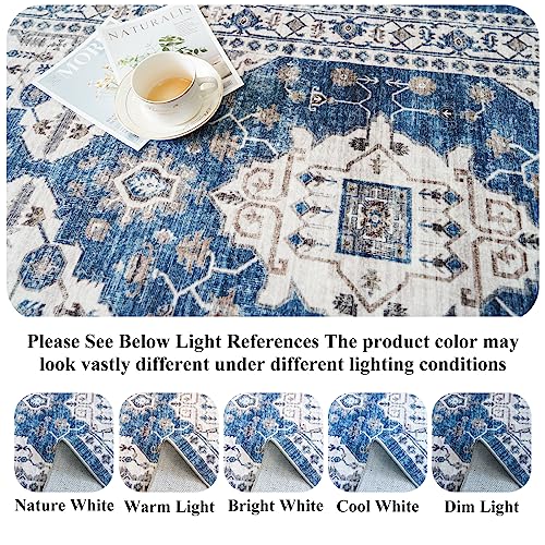 Hallway Washable Runner Rug (2'6" x 14' (Rectangular) / Blue)
