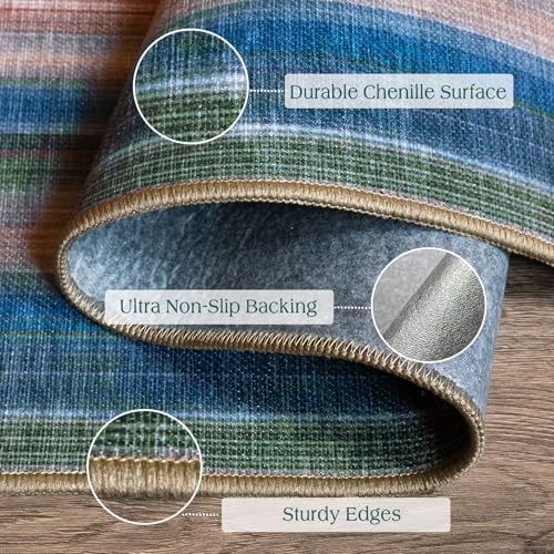 Front Door Mat Indoor Outside Entrance 2x3 Modern Ombre Rainbow Rug (Sunset Ombre - Rust/Blue / 2' x 3' (Rectangular))