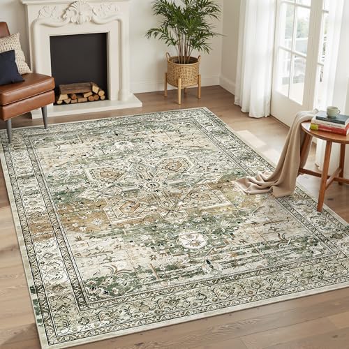 6x9 Area Rug for Living Room Washable Rugs Non (Olive Beige / 6' x 9' (Rectangular))