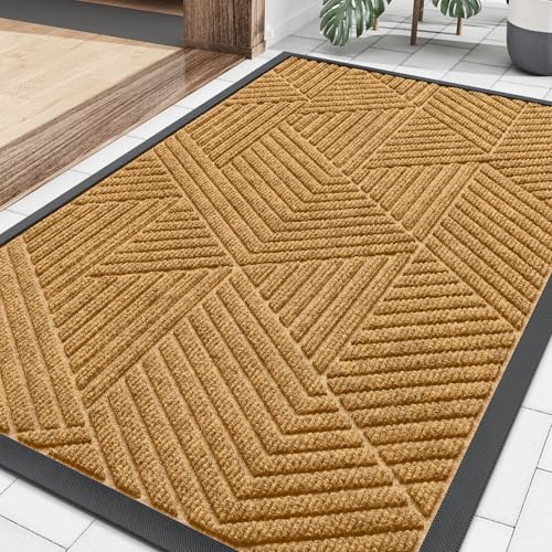 Front Door Mat Outside Entrance (Creamy Yellow / 35" X 23")