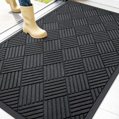 Front Door Mat Outside Entrance 47x32 (47" X 32" / Black Diamond)