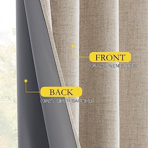 100% Blackout Oatmeal Linen Curtains 95 inches Length for Dining Room (52"W x 95"L (Pack of 2) / Oatmeal)