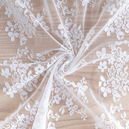Vintage Lace Curtains 84 Inches Long 2 Panels (Bright White / 52"W x 84"L (Pack of 2))