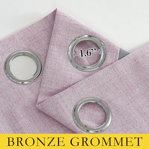 Pink Vintage Linen 100% Blackout Curtains for Dining Room (42"W x 54"L (Pack of 2) / Pink)
