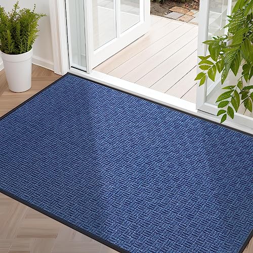 Front Door Mat Outdoor Entrance (Coastal Blue / 3'10" x 6'1" (Rectangular))
