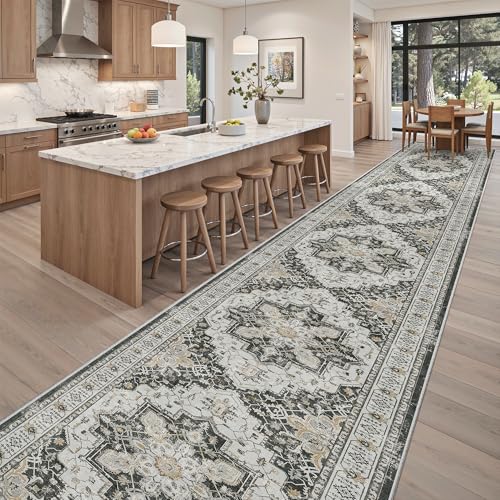 Hallway Runner Rug 3x18 Washable Kitchen Runners 18ft (Black / 3' x 18' (Runner))