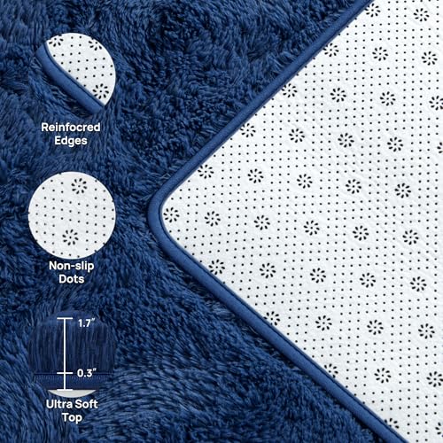 Shag Area Rug (Navy Blue / 4 x 6 ft)
