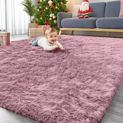 6x9 Machine Washable Large Area Rugs for Living Room (6x9 Ft / Blush)