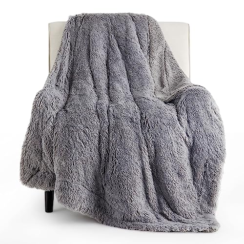 Faux Fur Fluffy Sherpa Throw Blanket Couch Twin Light Grey 60"x80" (10- Grey / Twin (60" X 80"))