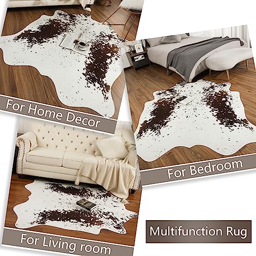 8x10 Faux Cowhide Rug (8' X 9'6" (Irregular) / White and Brown)