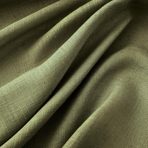 Light Olive Green Linen Curtains 52x108 Inch 2 Panels for Bedroom (52"W x 108"L (Pack of 2) / Light Olive Green)