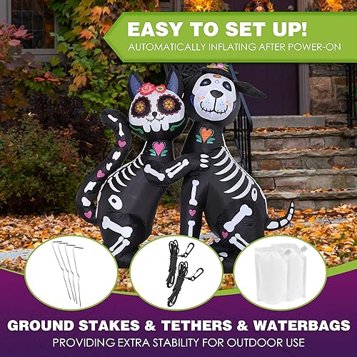 6 FT Halloween Inflatables Skeleton Black Cat and Dog (6 FT Cat & Dog)