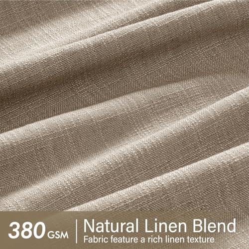 Pinch Pleated Linen Curtains 84 Inches Long 2 Panels Grey Beige (Grey Beige / 40"W x 84"L (Pack of 2))