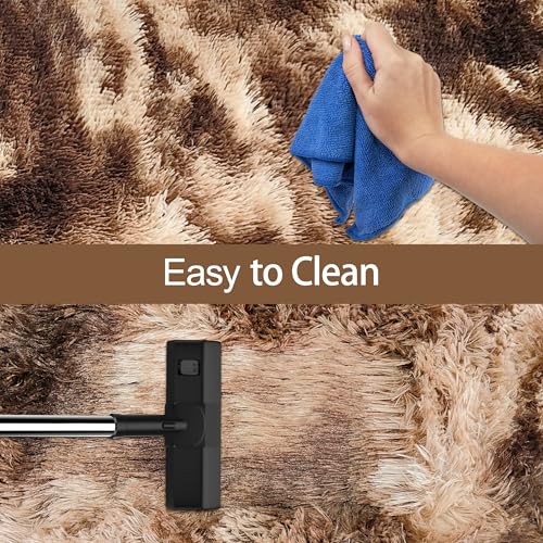 Super Soft Fluffy Living Room Area Rug 2x6 ft Tie (Tie-dyed Brown / 2' x 6' (Runner))