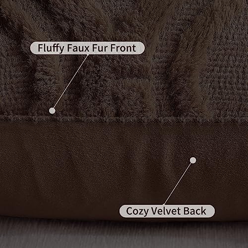 Faux Fur Soft Dark Brown Throw Pillow Covers 18x18 Set of 2 (18" x 18" (Pack of 2) / Dark Brown)