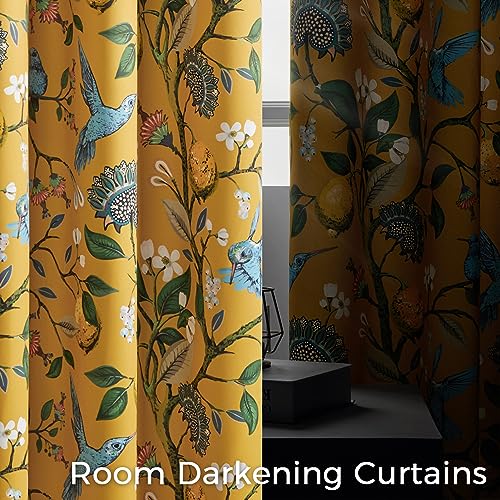 Sliding Door Patio Floral Curtains & Drapes (Mustard Yellow / 100"W x 84"L (Pack of 1))