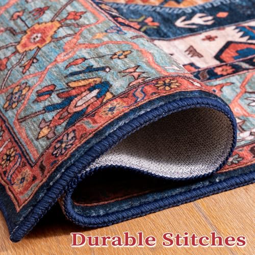 4x6 Washable Non Slip Boho Area Rug for Bedroom (Rust/Multi / 4' x 6' (Rectangular))